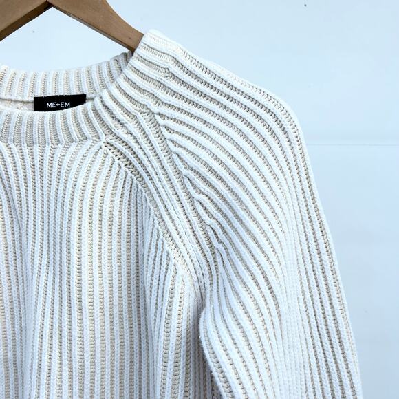 ME+EM Soft-Touch Cotton Rib Knit Weekend Sweater Jumper Natural Cream XS Ecru - Picture 8 of 11